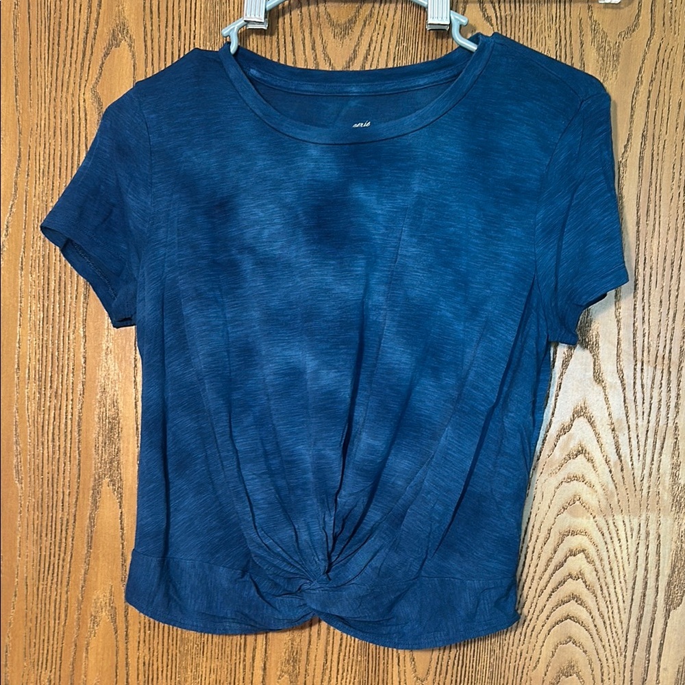 aerie Navy Blue Short Sleeve Twist Front Tee